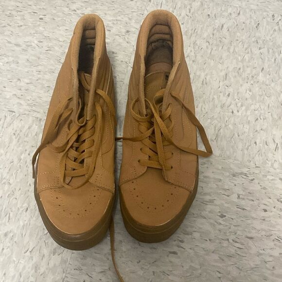 Men’s Vans off the wall skateboard shoes high top tan color size 10 - Picture 1 of 7